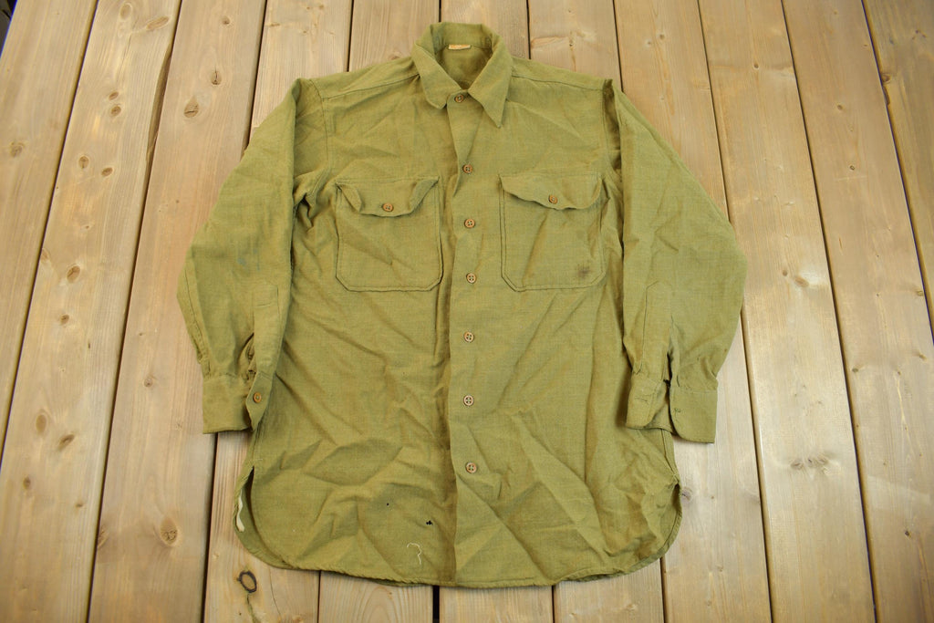 Vintage 1960s OG-107 Military Sateen Shirt