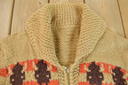 Vintage 1950s Hand-Knit Buffalo Theme Cowichan Sweater
