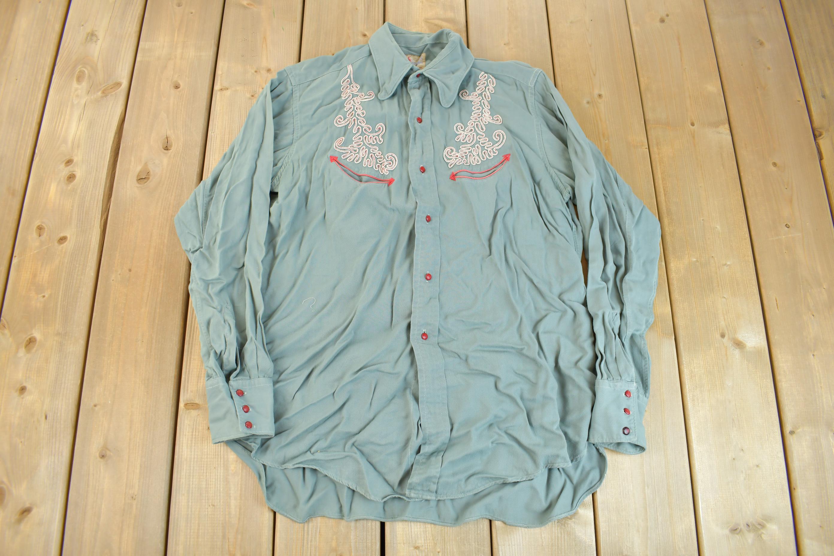 Vintage 1950s Range Maker Embroidered Western Shirt