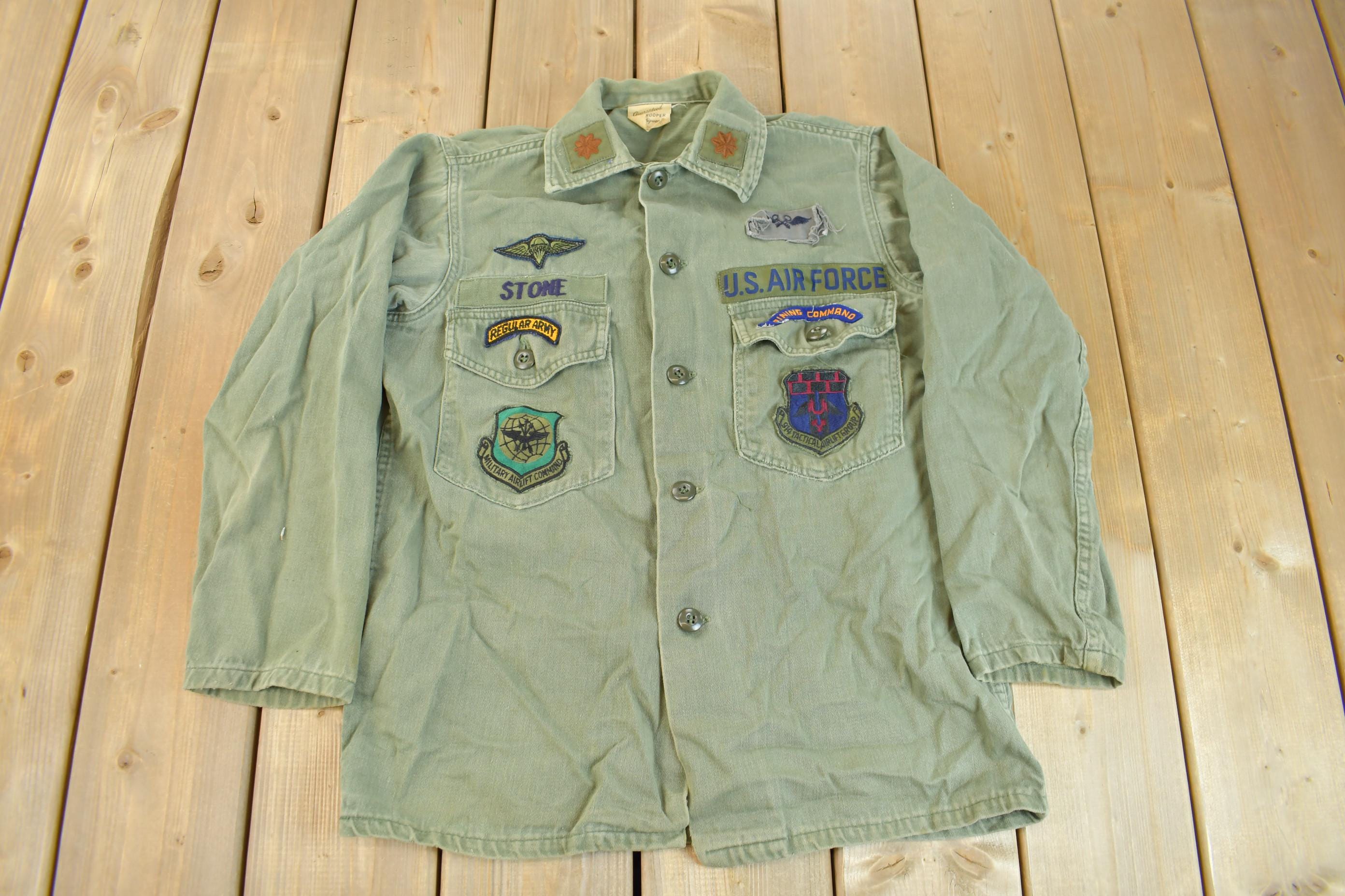 Vintage 1960s US Military Patchwork Sateen Shirt