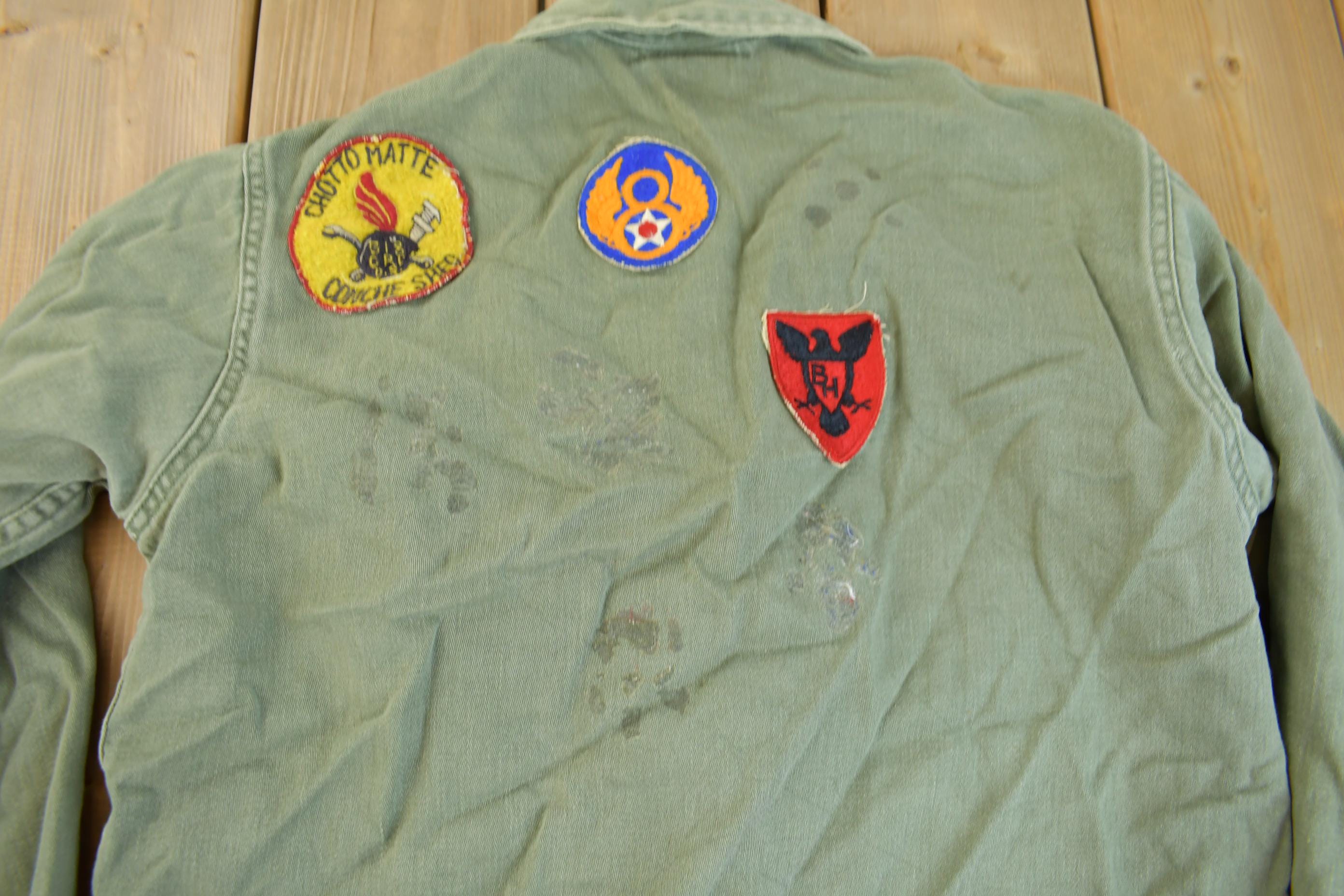 Vintage 1960s US Military Patchwork Sateen Shirt