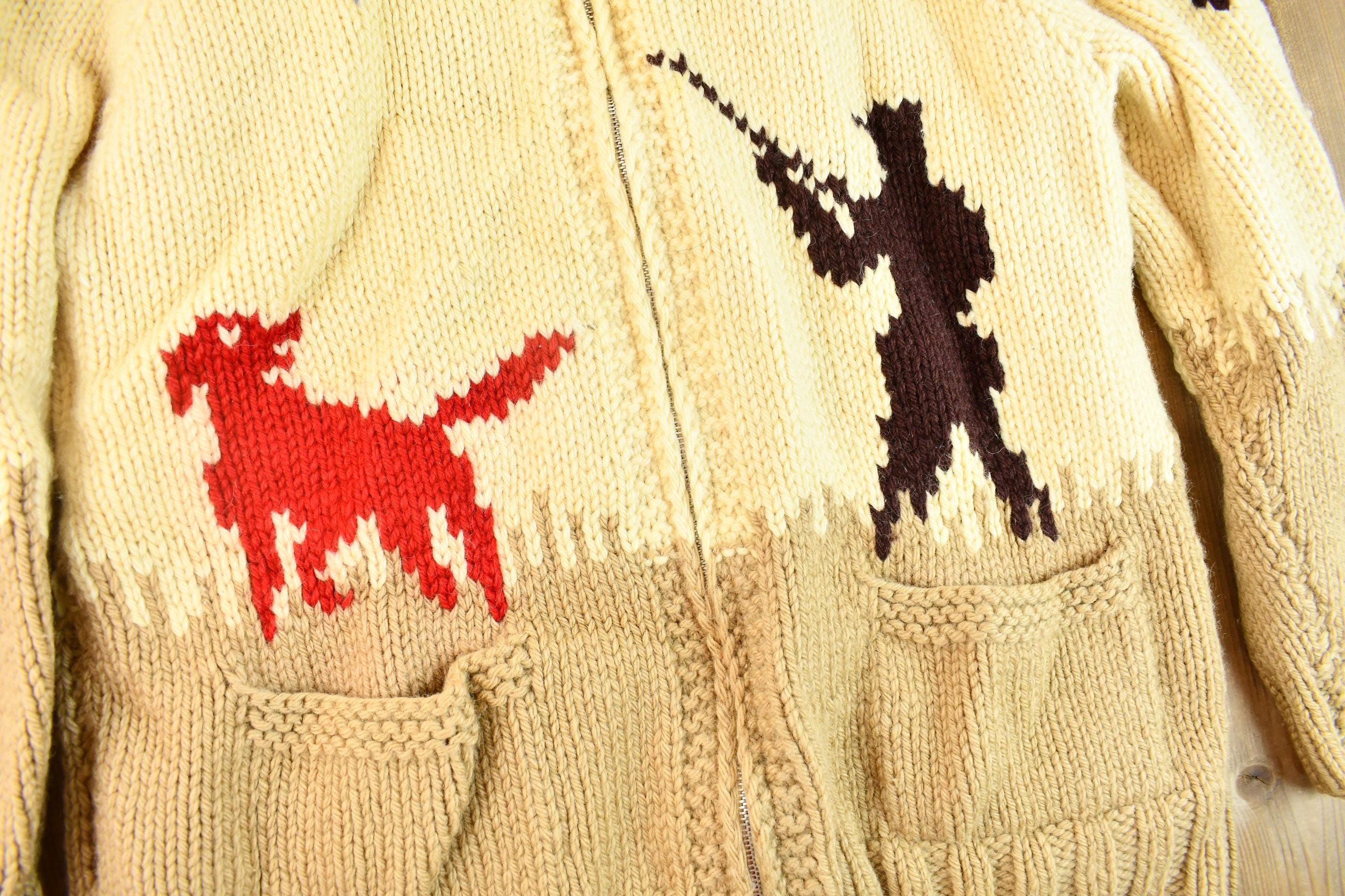 Vintage 1950s Hand-Knit Duck Hunting Cowichan Sweater
