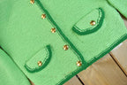 Vintage 1960s Lime Green Knit Cardigan Sweater