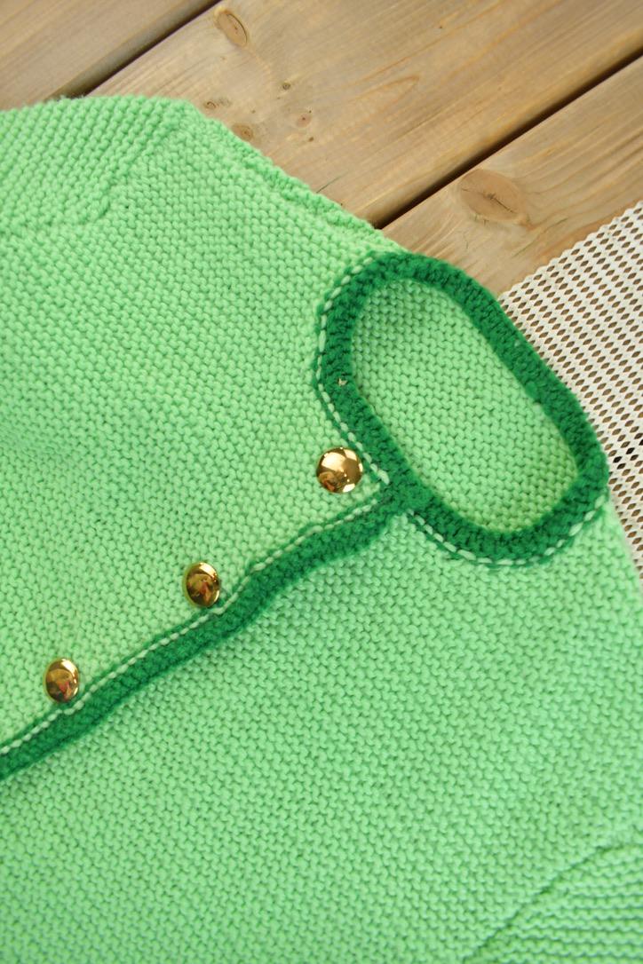 Vintage 1960s Lime Green Knit Cardigan Sweater