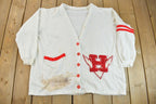 Vintage 1950s Collegiate Patchwork Cardigan Sweater