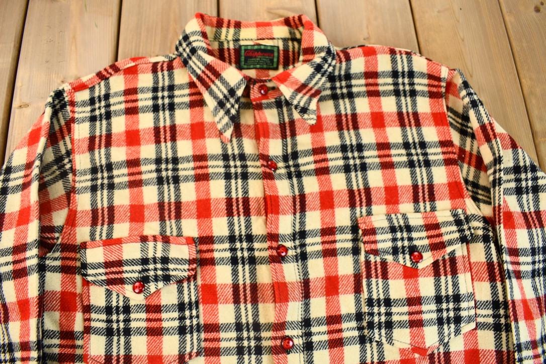 Vintage 1950s Chippewa Woolen Mills Plaid Button Up Flannel