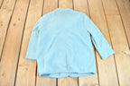 Vintage 1960s Glasgo Light Blue Knit Mohair Blend Cardigan Sweater