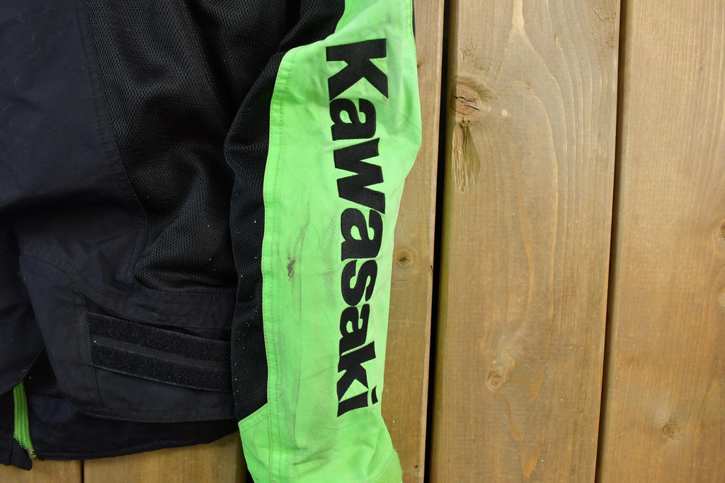 Vintage 1990s Kawasaki Racing Team Embroidered Neon Green Racing Jacket