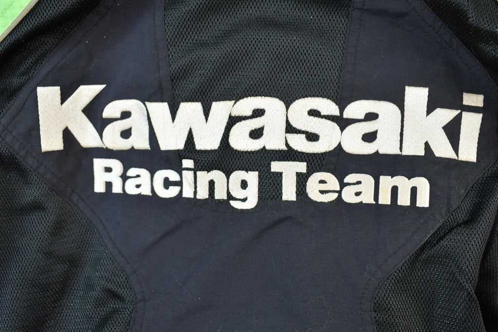 Vintage 1990s Kawasaki Racing Team Embroidered Neon Green Racing Jacket