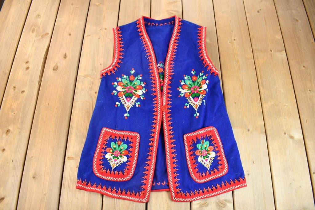 Vintage 1960s Hand Embroidered Floral Antique Vest