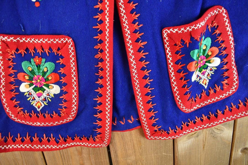 Vintage 1960s Hand Embroidered Floral Antique Vest