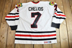 Vintage 1990s Chris Chelios #7 Chicago Blackhawks NHL CCM Hockey Jersey