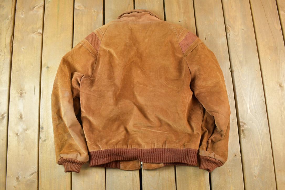 Vintage 1970s California Imperial Faux Fur Lined SuedeBomber Jacket Made In USA
