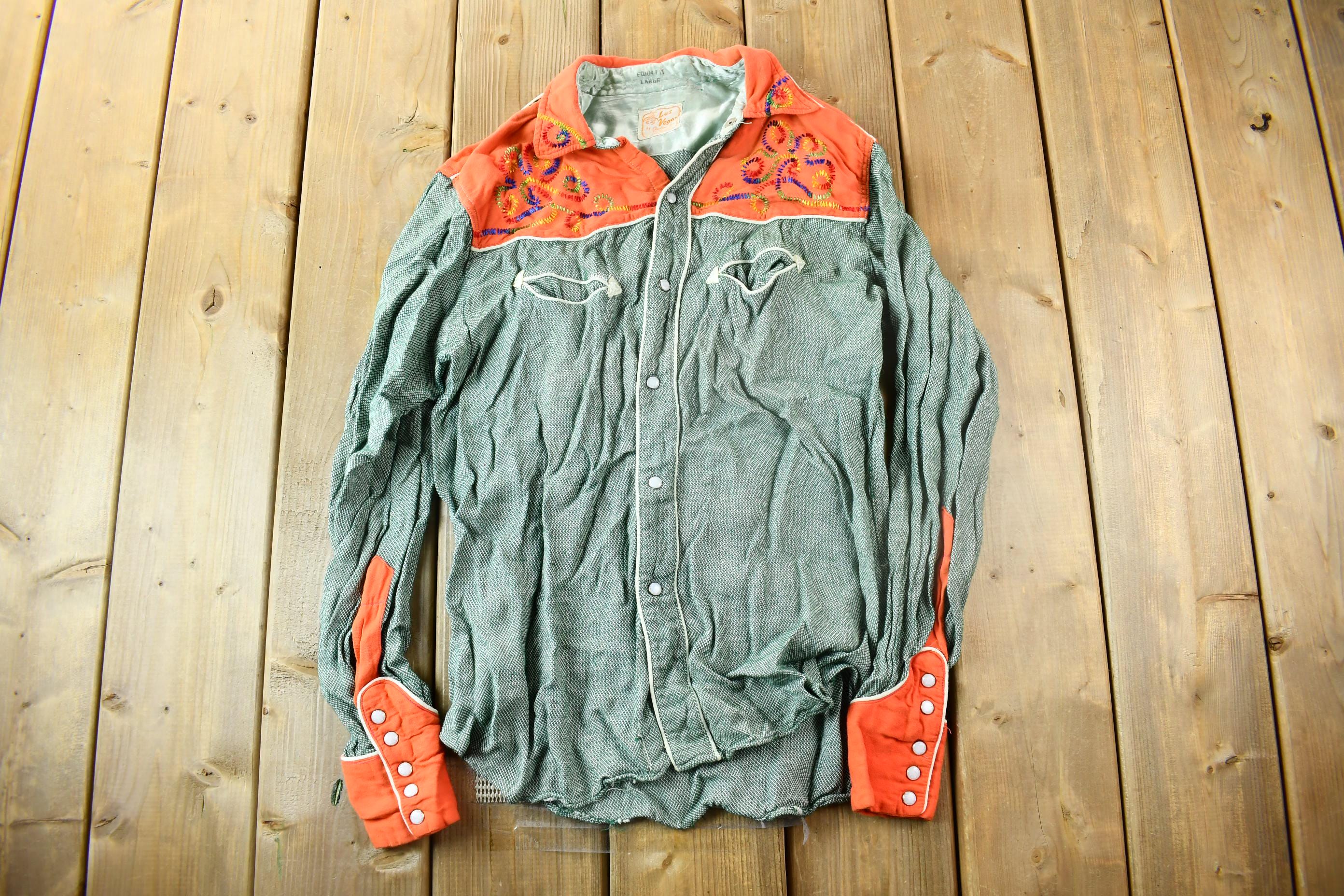 Vintage 1950s Las Vegas By Cowboy Joe Embroidered Western Shirt