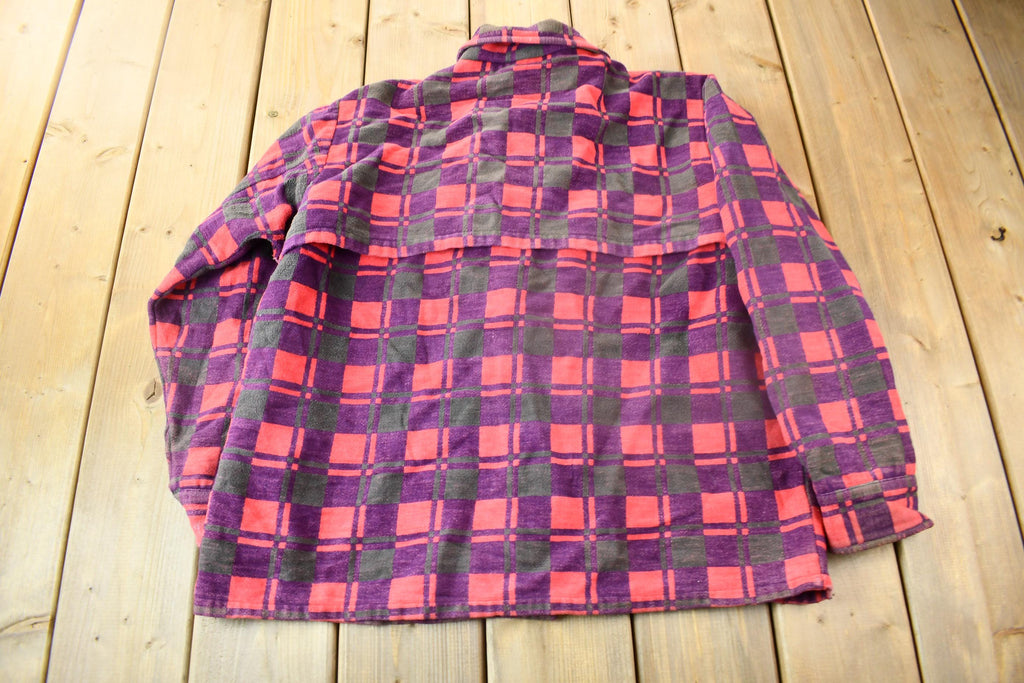 Vintage 1960s Button Up Plaid Flannel Trucker Shirt