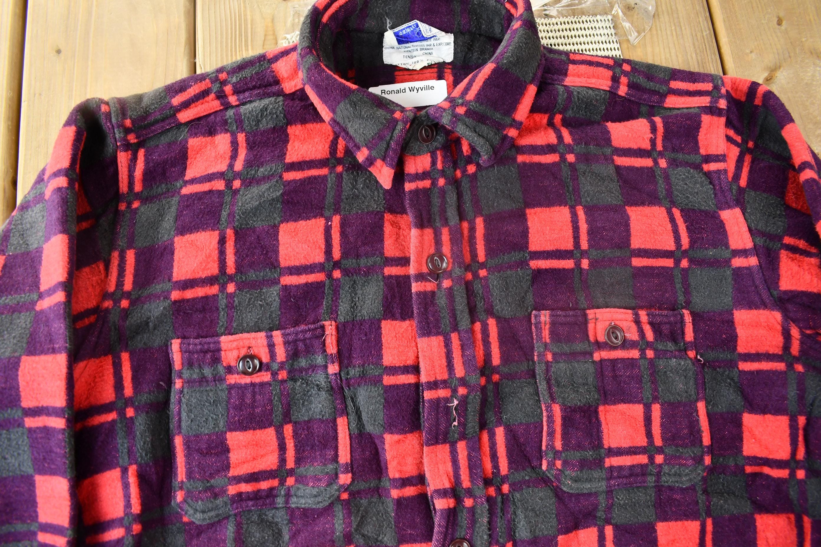 Vintage 1960s Champion Button Up Plaid Flannel Trucker Shirt