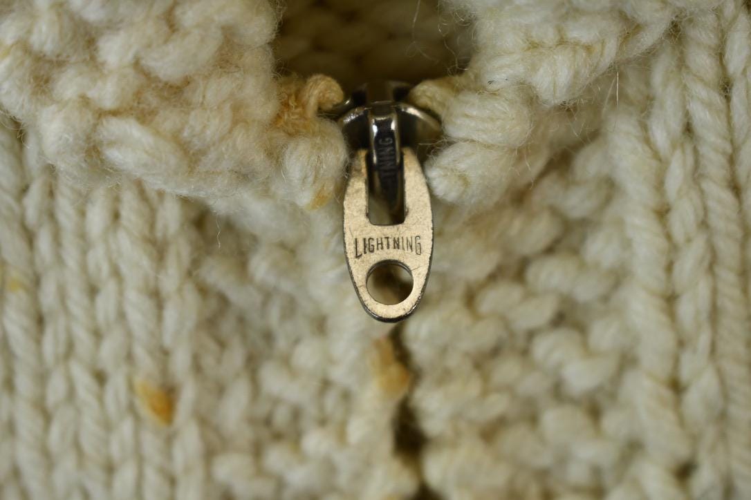 Vintage 1950s Hand-Knit Cow Theme Cowichan Sweater