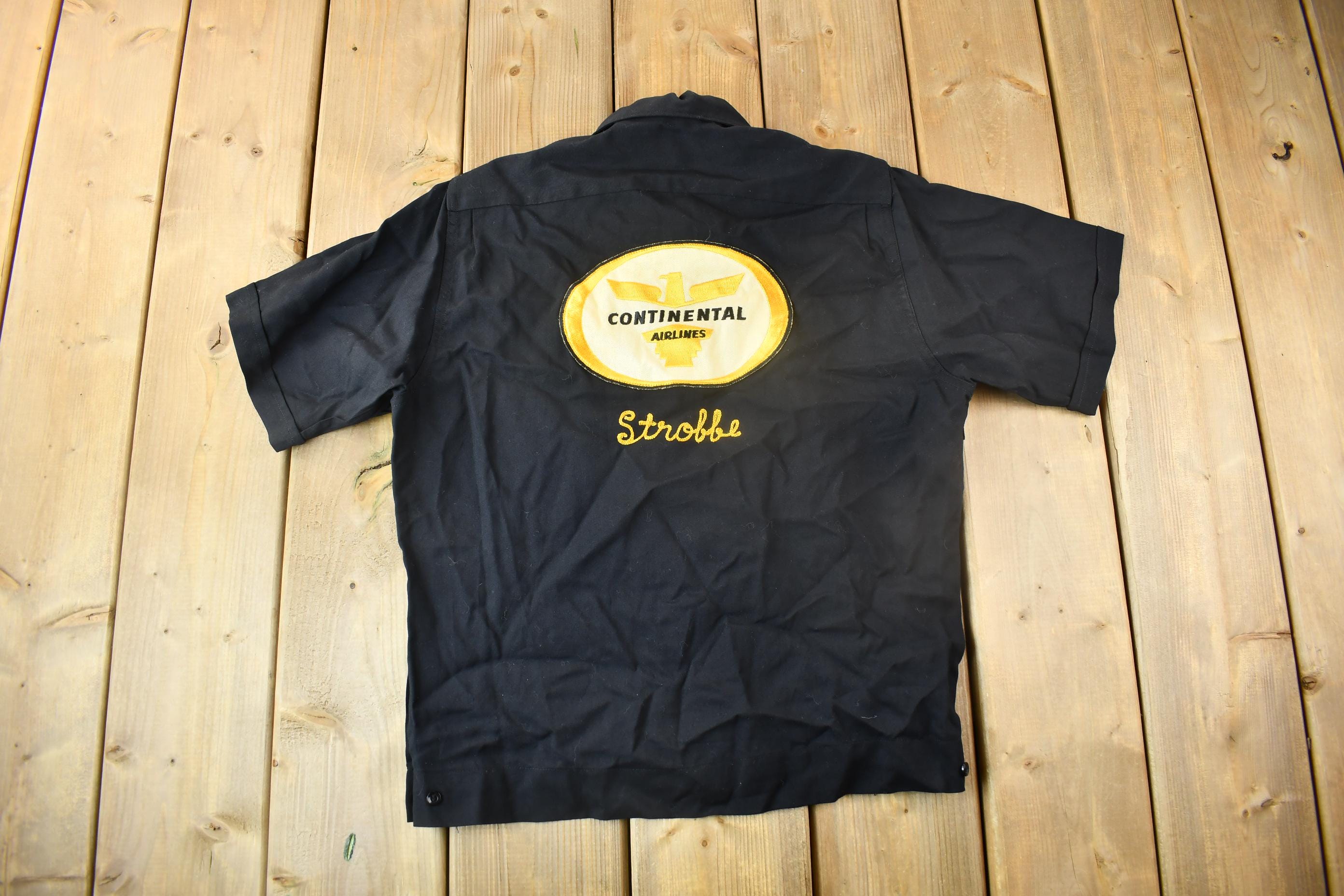 Vintage 1970s Continental Airlines King Louie Ten Strike Chain Stitched Bowling Shirt