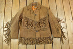 Vintage 1970s Leather Western Fringe Jacket Made In USA
