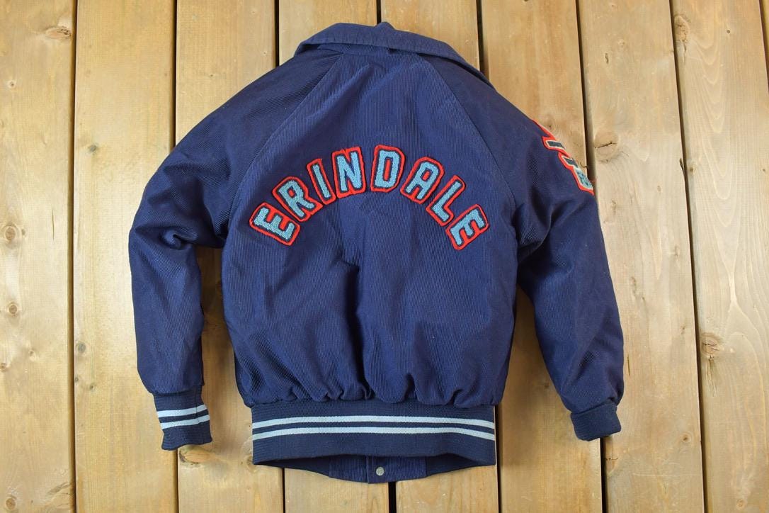 Vintage 1966 Youth Erindale Hockey Corduroy Button Varsity Zipper Lined Jacket Made In USA