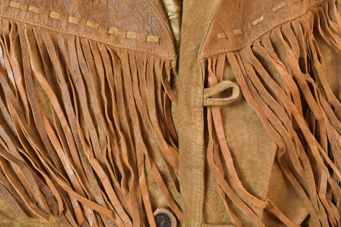 Vintage 1970s Scully Western Leather Fringed Cowboy Jacket Made In USA