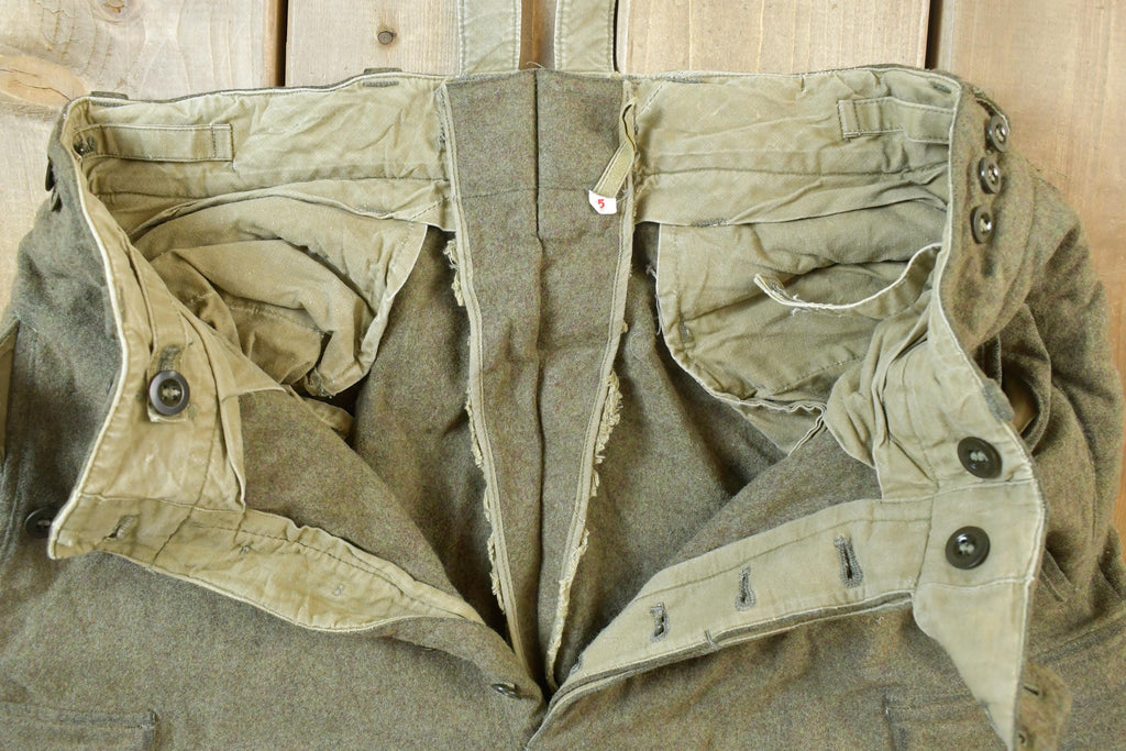 Vintage 1960s Military Wool Cargo Pocket Pants Size 30 x 30