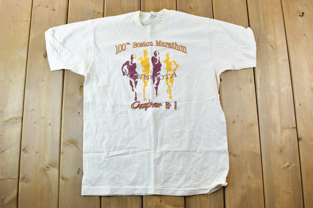 Vintage 1990s 100th Boston Marathon Minnesota Souvenir T-Shirt