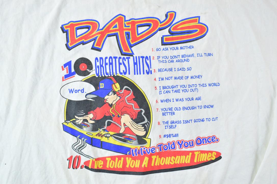 Vintage 1990s Dads Dj Greatest Hits Souvenir T-Shirt