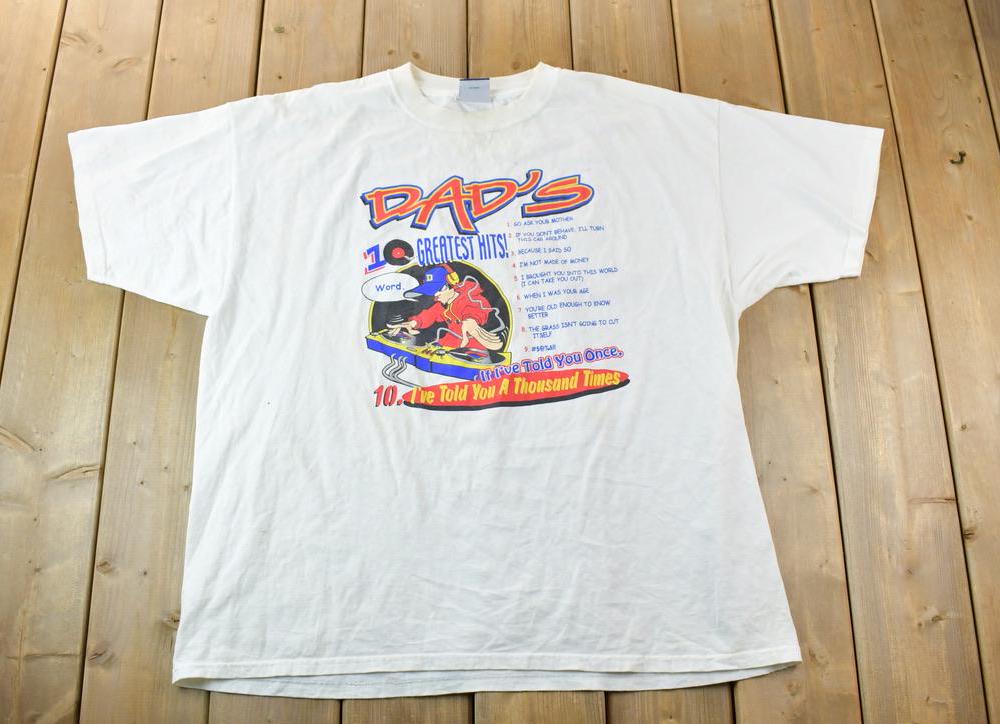 Vintage 1990s Dads Dj Greatest Hits Souvenir T-Shirt