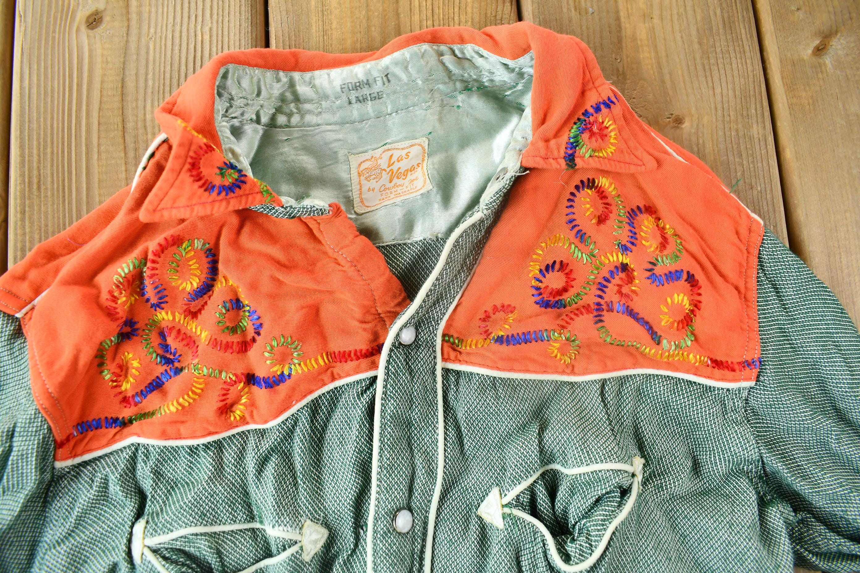 Vintage 1950s Las Vegas By Cowboy Joe Embroidered Western Shirt