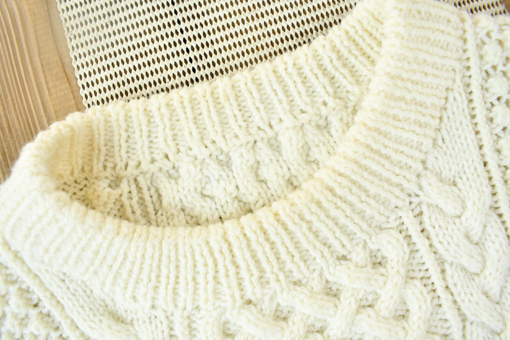 Vintage 1970s Hand Knit Cable Knit Crewneck Sweater