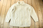 Vintage 1990s 3D Cable Knit Zip Up Hoodie