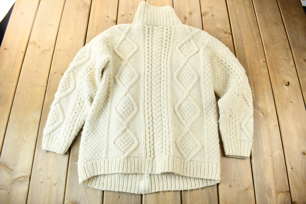 Vintage 1990s 3D Cable Knit Zip Up Hoodie