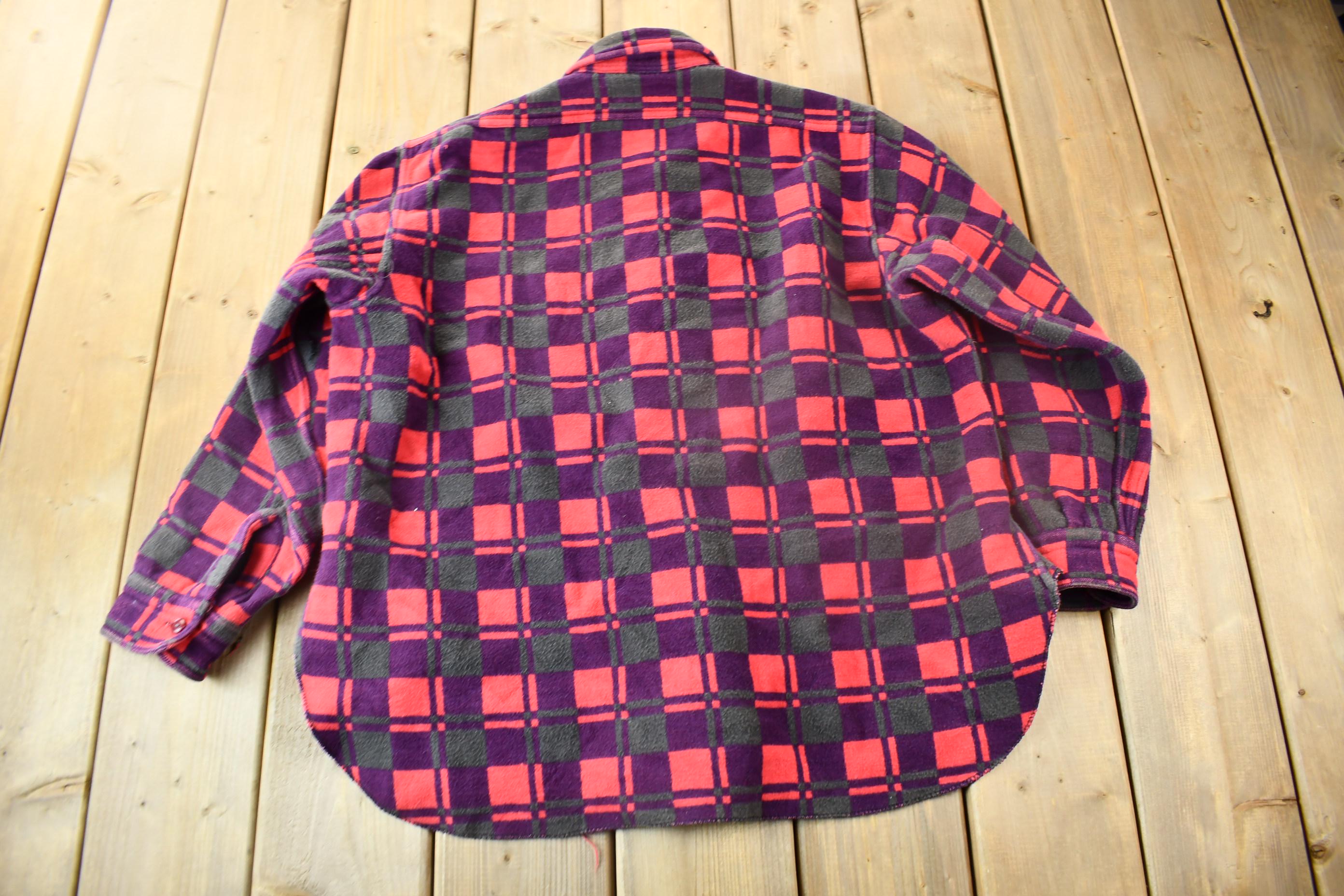 Vintage 1960s Champion Button Up Plaid Flannel Trucker Shirt