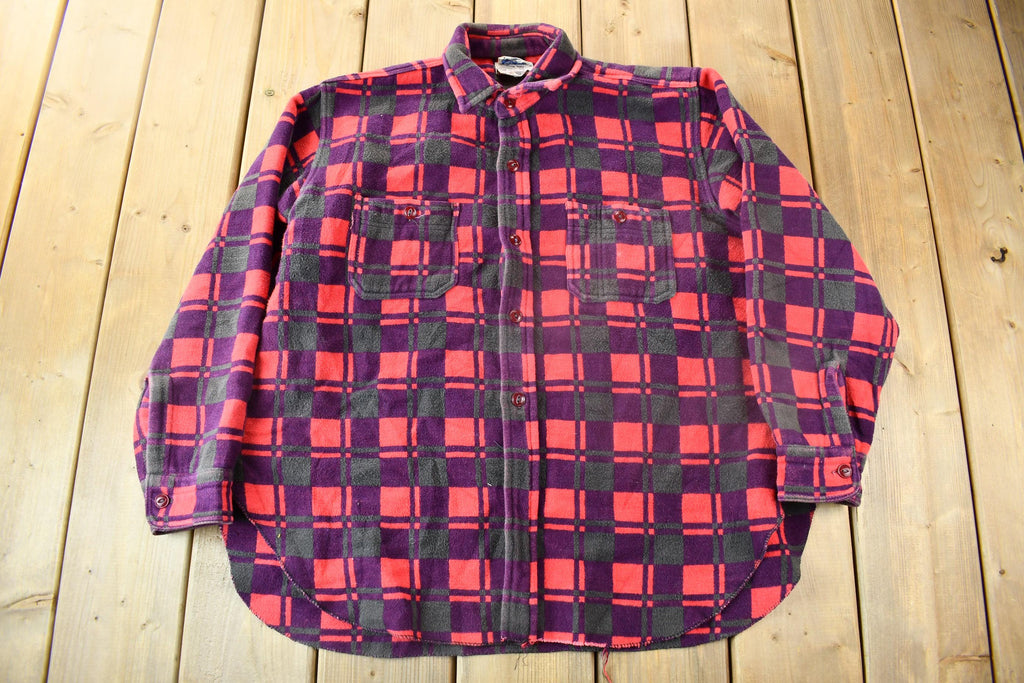 Vintage 1960s Champion Button Up Plaid Flannel Trucker Shirt