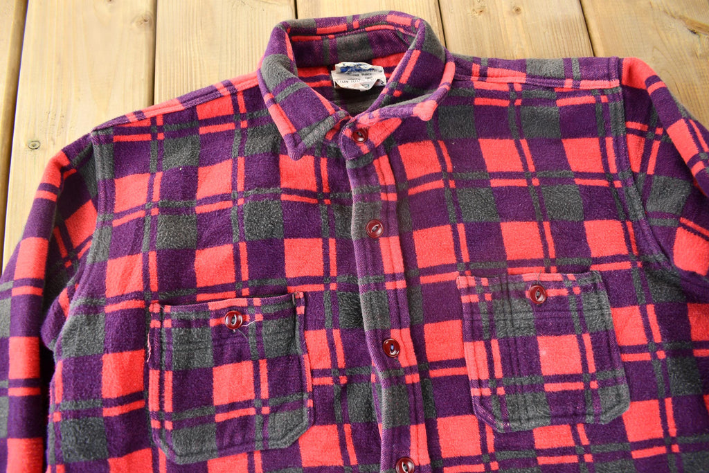 Vintage 1960s Champion Button Up Plaid Flannel Trucker Shirt
