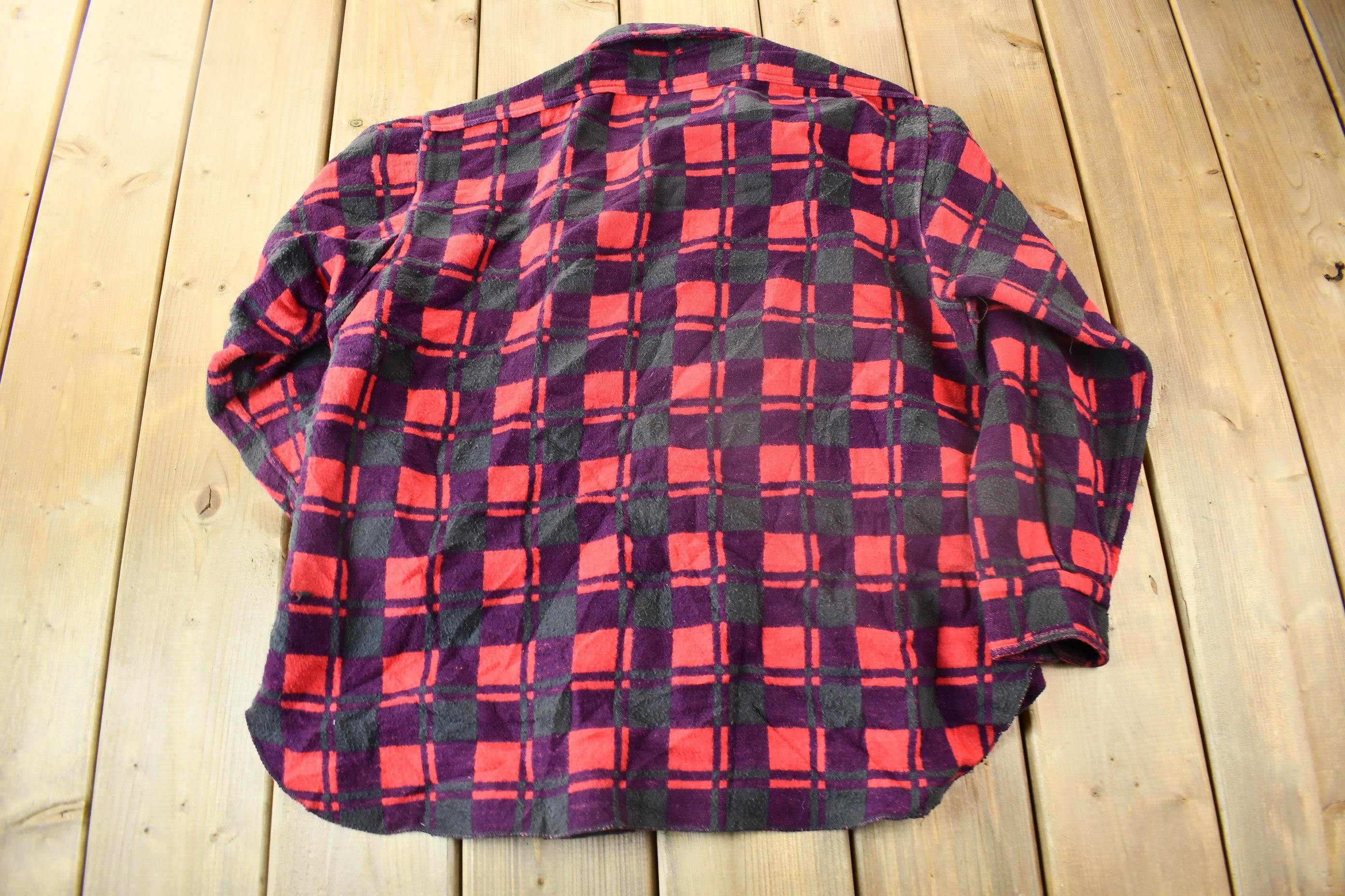 Vintage 1960s Champion Button Up Plaid Flannel Trucker Shirt