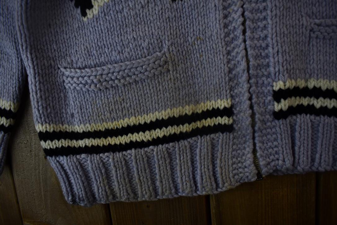 Vintage 1950s Hand-Knit Cow Theme Cowichan Sweater