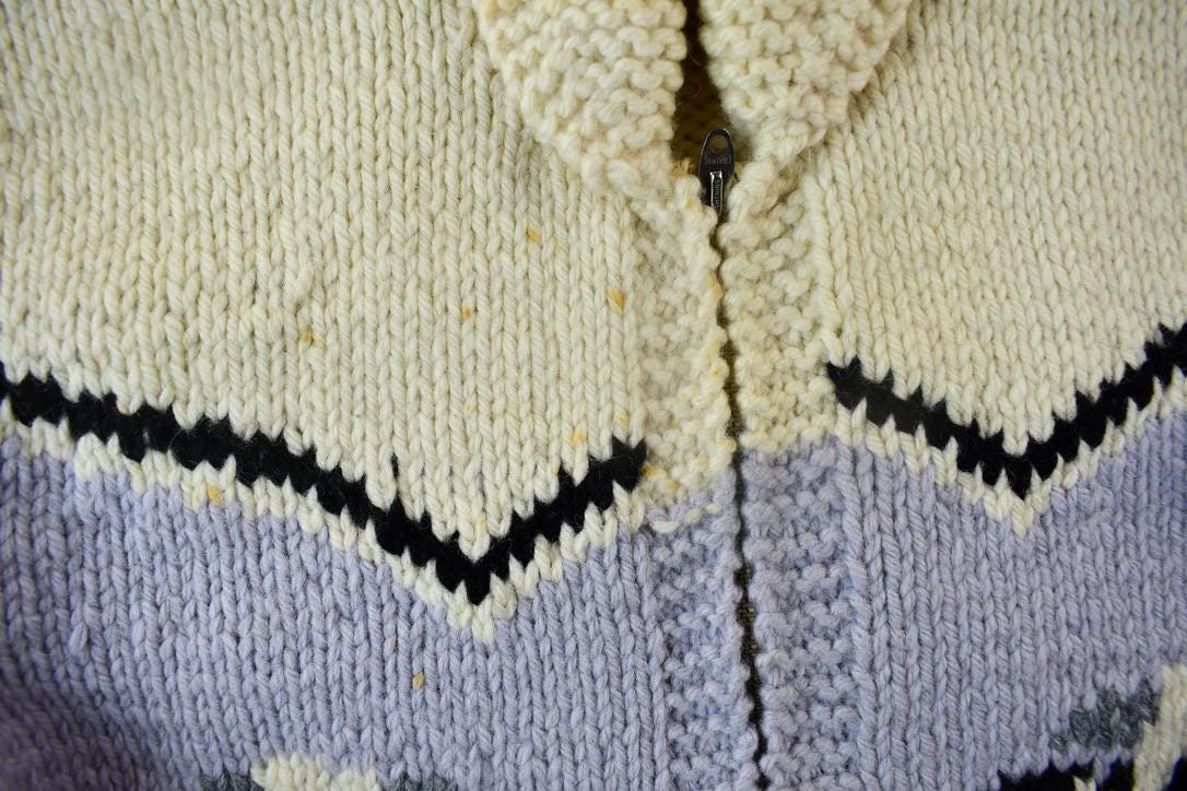 Vintage 1950s Hand-Knit Cow Theme Cowichan Sweater