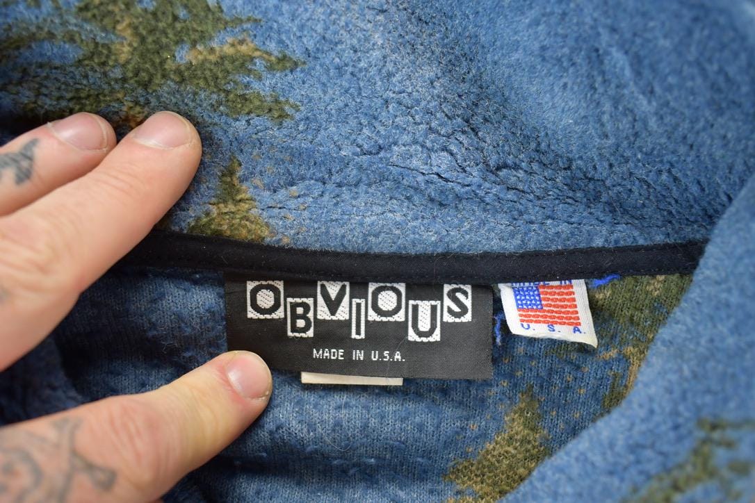 Vintage 1990s Obvious AOP Forest And Deer Fleece Sweater