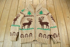 Vintage 1950s Hand-Knit Elk Theme Cowichan Sweater