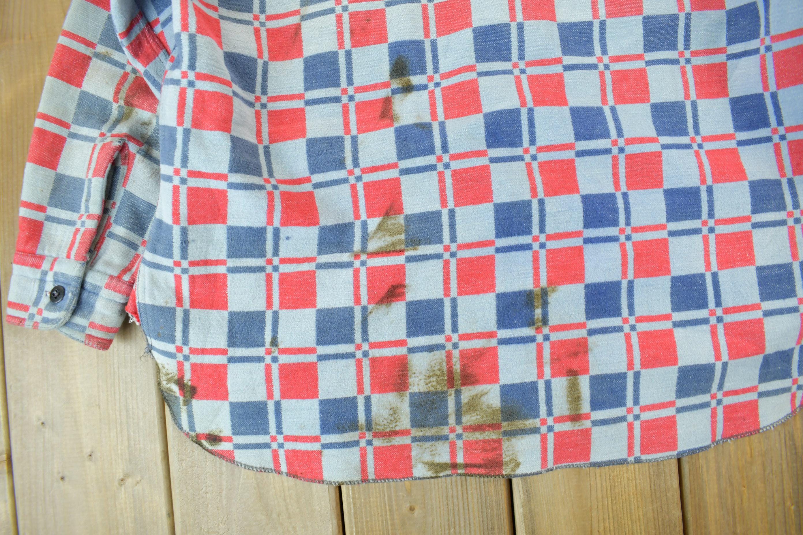 Vintage 1960s Champion Button Up Plaid Flannel Trucker Shirt