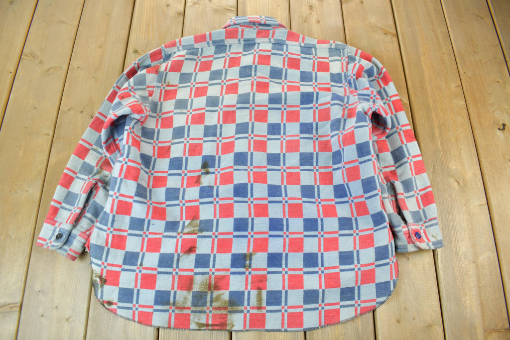 Vintage 1960s Champion Button Up Plaid Flannel Trucker Shirt