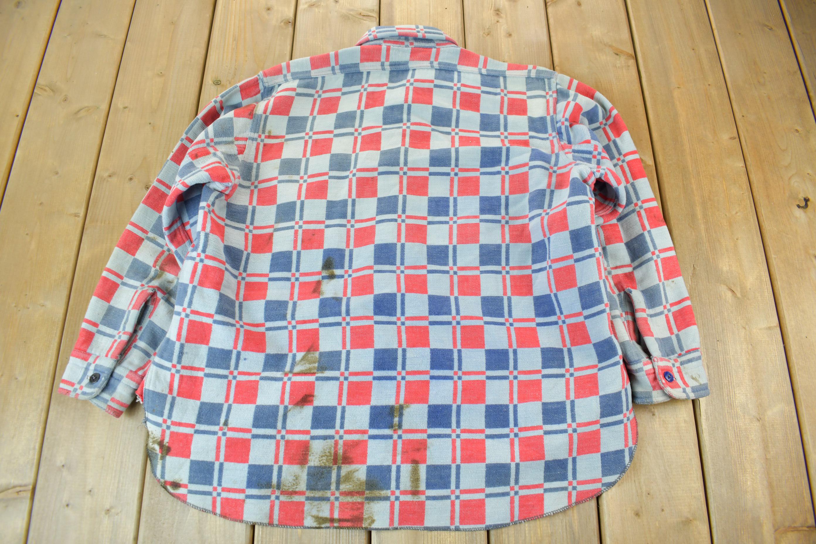 Vintage 1960s Champion Button Up Plaid Flannel Trucker Shirt