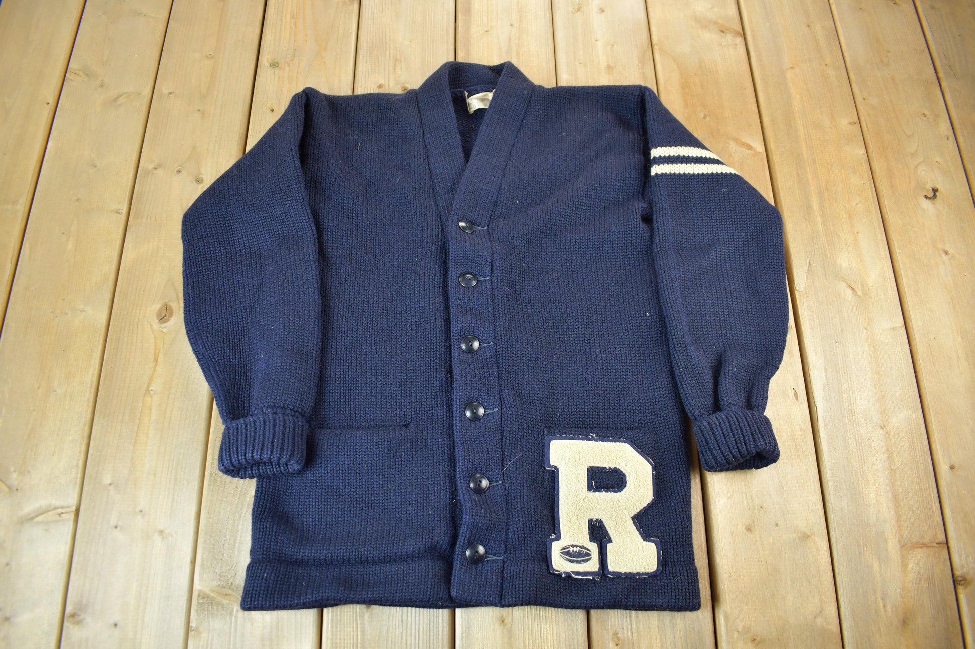 Vintage 1960s Collegiate Cardigan Knit Sweater