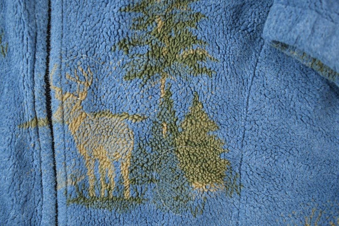 Vintage 1990s Obvious AOP Forest And Deer Fleece Sweater