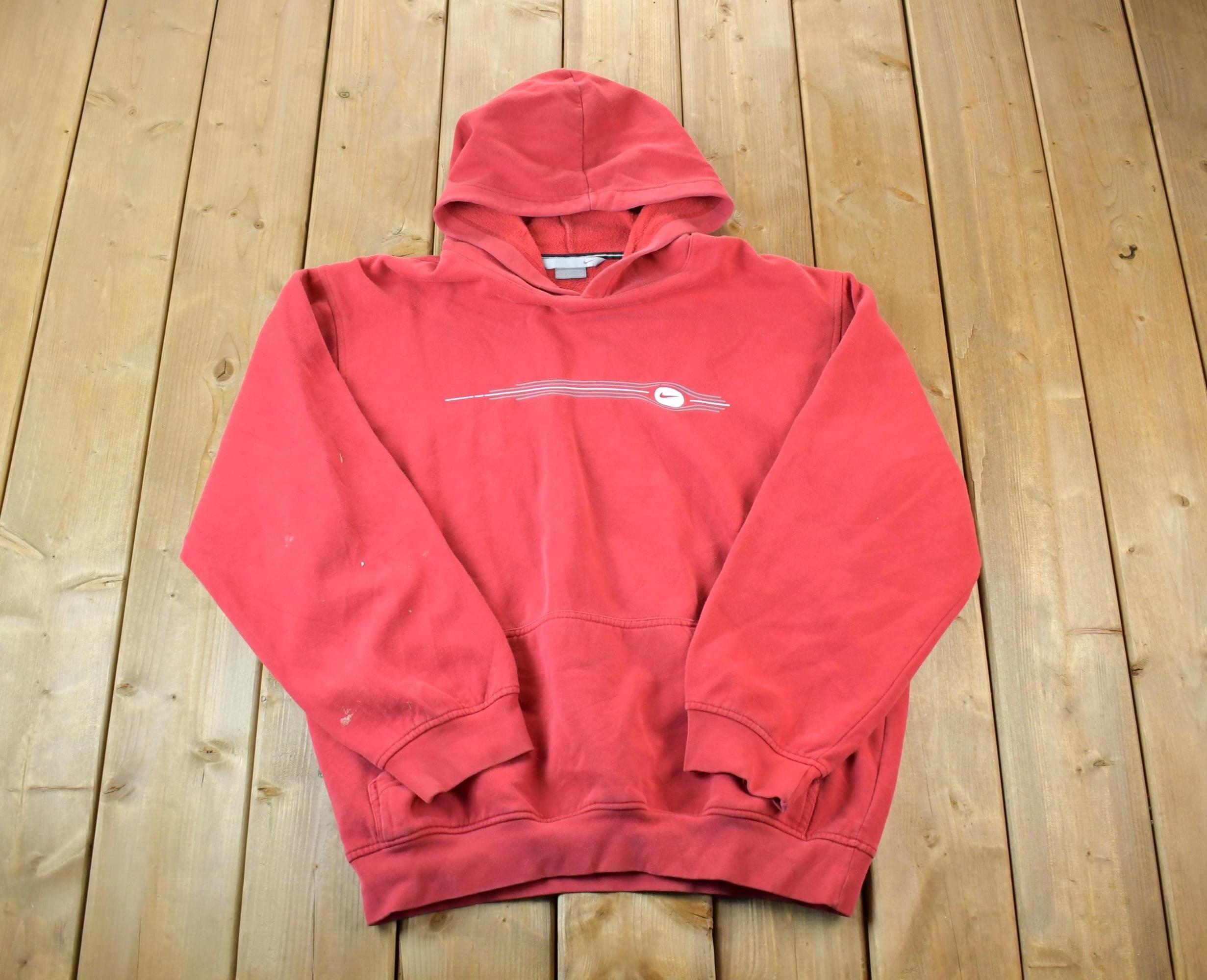 Vintage 1990s Nike Graphic Print Mini Swoosh Hoodie Sweatshirt