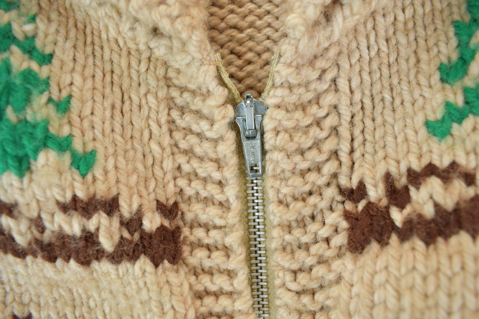 Vintage 1950s Hand-Knit Elk Theme Cowichan Sweater