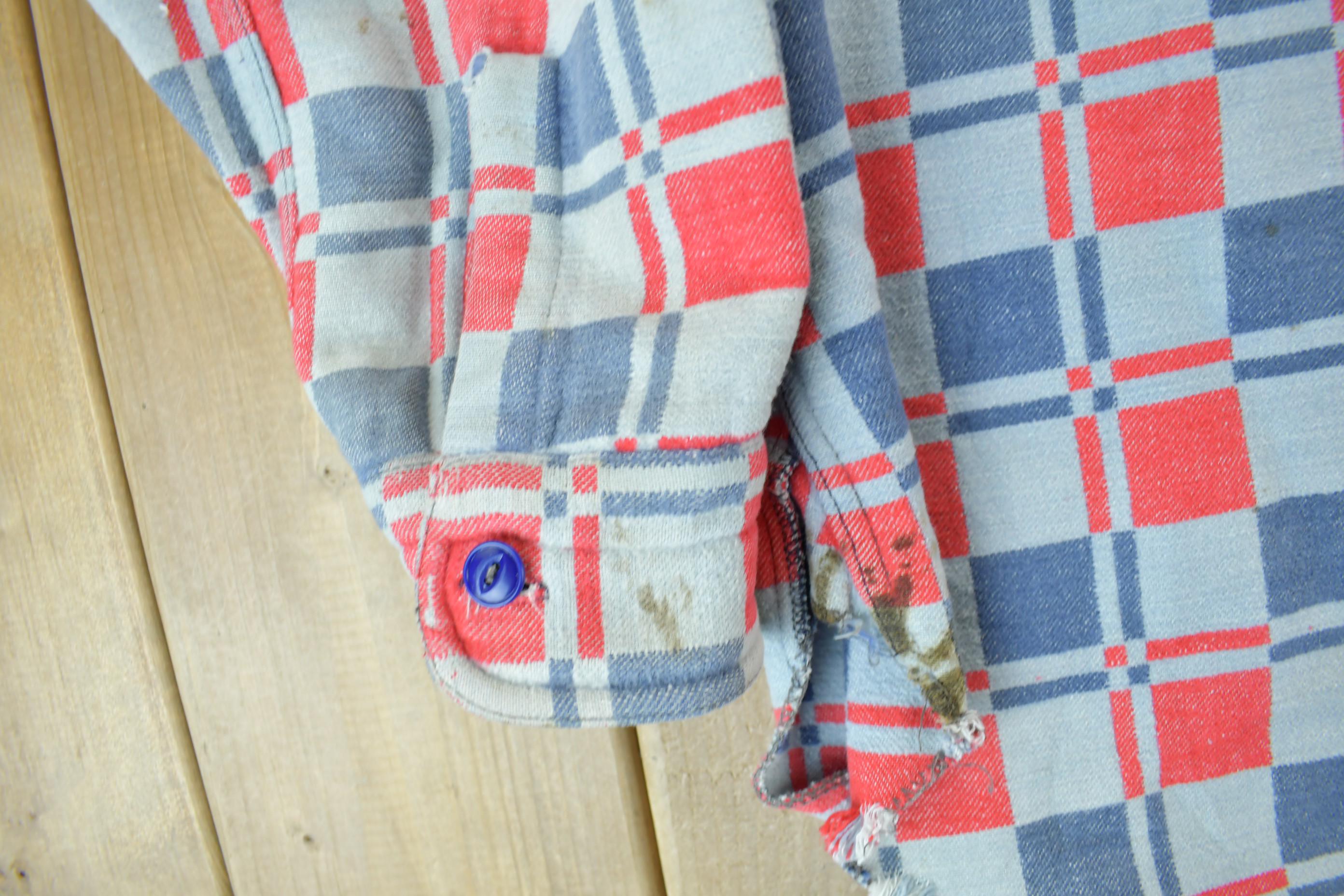 Vintage 1960s Champion Button Up Plaid Flannel Trucker Shirt