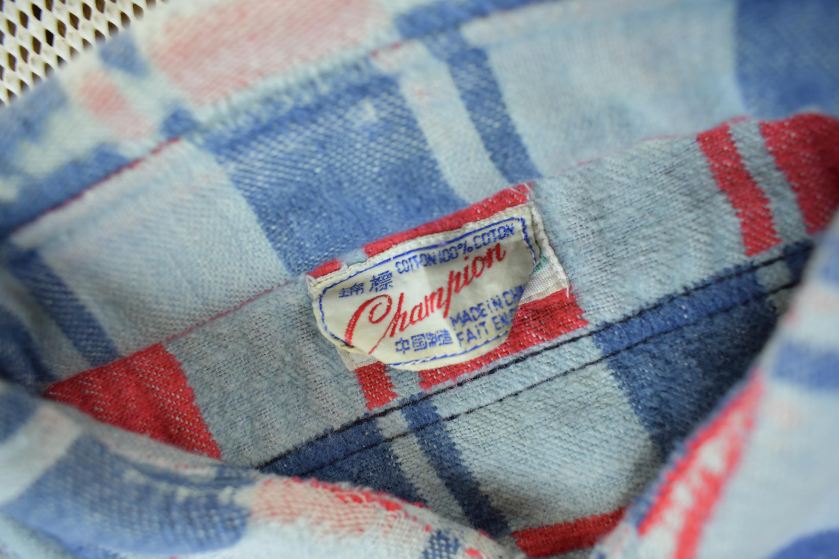 Vintage 1960s Champion Button Up Plaid Flannel Trucker Shirt